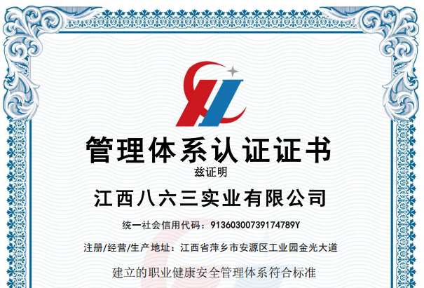 職業健康安全管理體系認證證書2024-中文